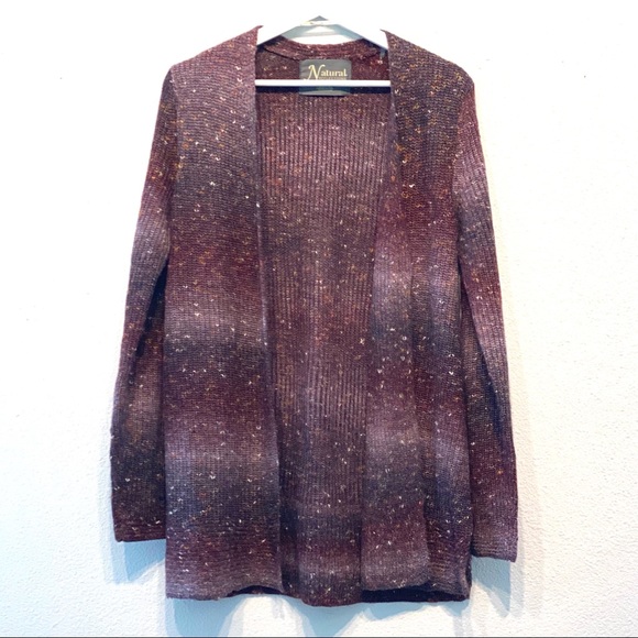 Natural Reflections Sweaters - Natural Reflections Purple Ombre Open Cardigan Sweater